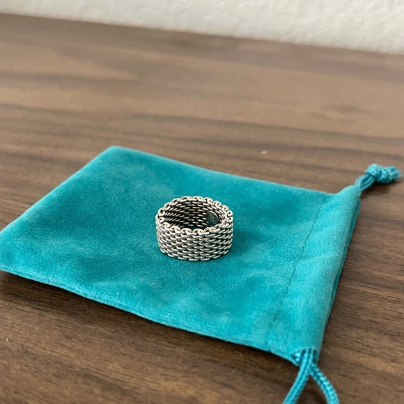 Tiffany & Co. Jewelry - Tiffany & Co. Somerset Mesh Ring Band Sterling Silver Size 5-5.5